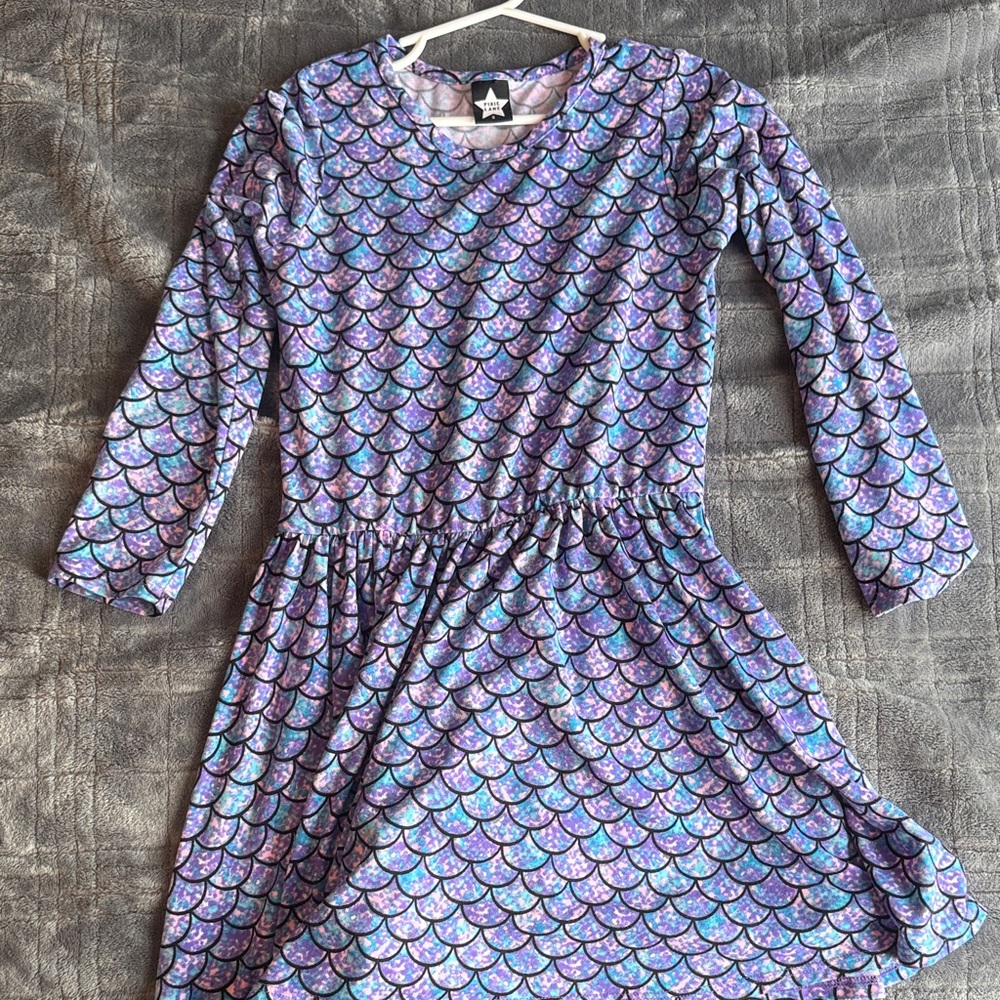 Pixie Lane Colorful Mermaid Scale Kids Dress